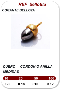 10           25            50           100        MEDIDAS         REF  bellotita  COGANTE BELLOTA  CUERO     CORDON O ANILLA  0.20        0.18       0.15         0.12